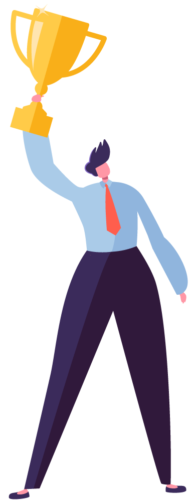 Graphic of a person holding a trophy